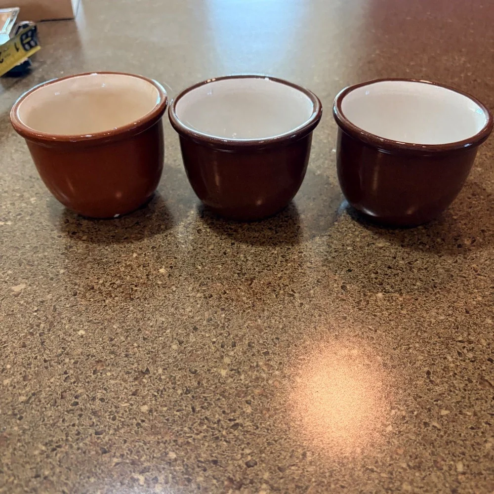 Vintage Weller Pottery Brown Glazed Cup Set of 3 Farmhouse USA